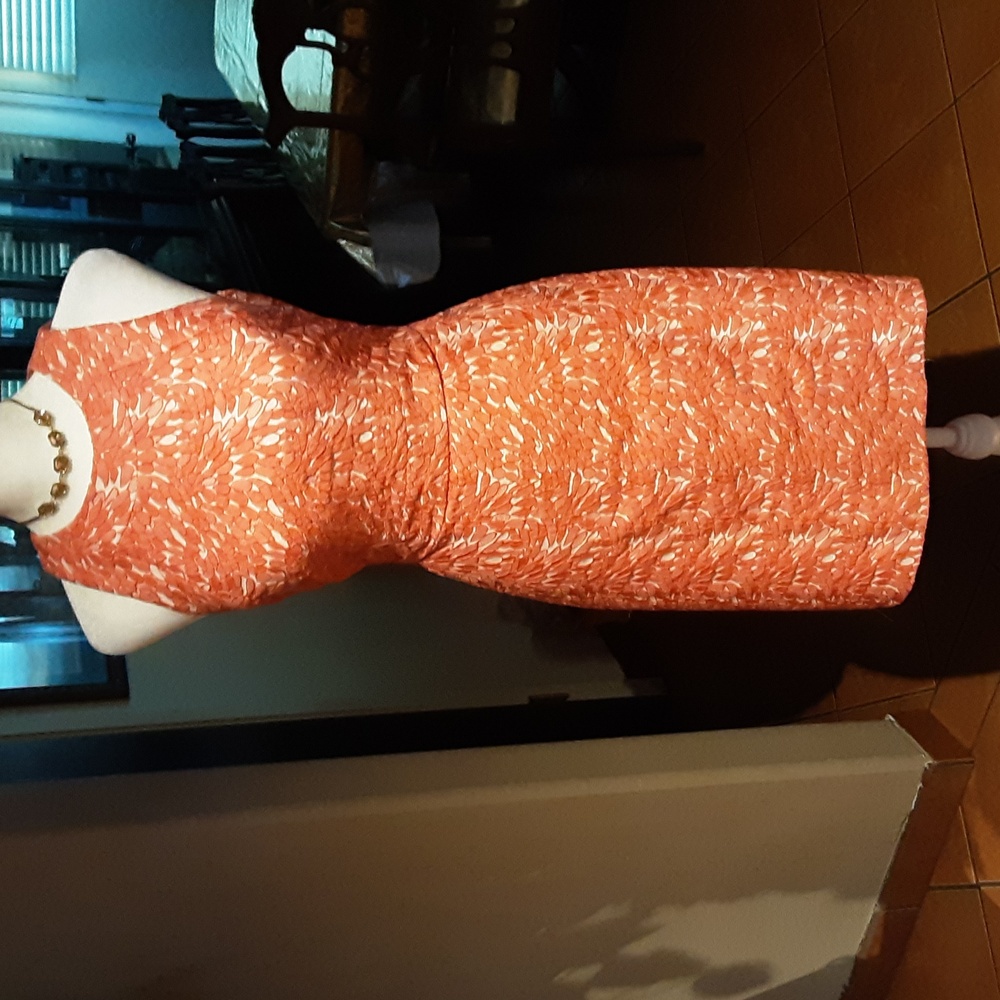 Ann Taylor Orange Pink Halter Sheath Mini Dress